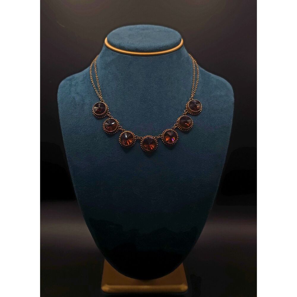 Vintage-Inspired Amber Rivoli Double-Strand Necklace